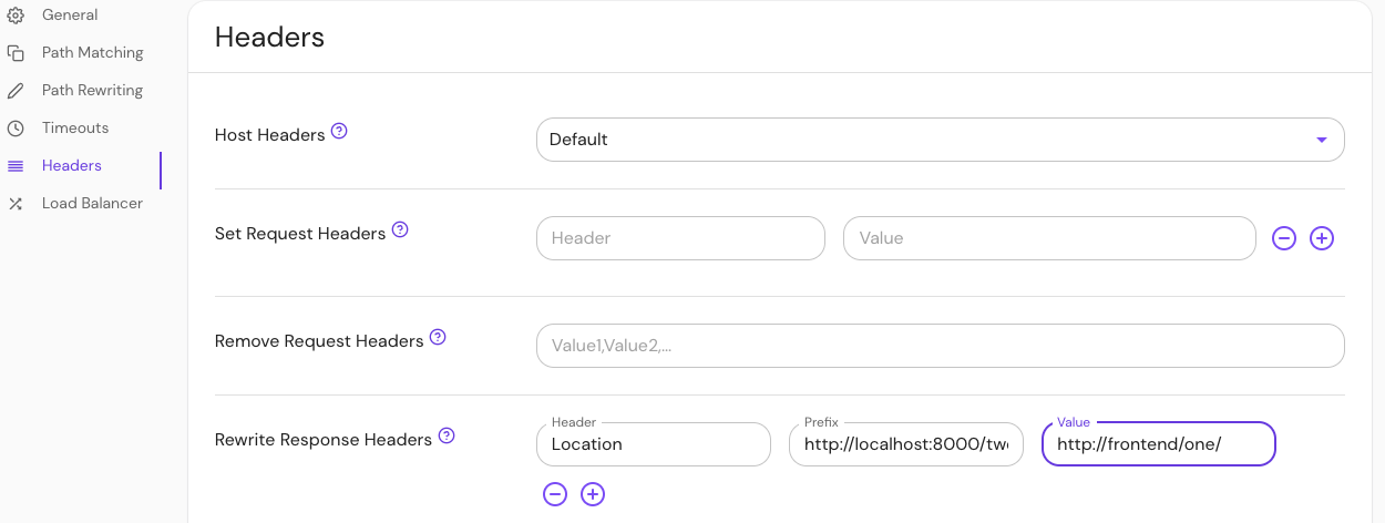 Configure rewrite response headers in the console